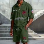 Arizona Cardinals Premium Waffle Knit Polo Shorts Set 2026 Limited