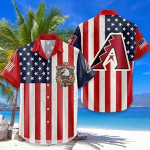 Arizona Diamondbacks Hawaiian Shirt 250 Years of Freedom Anniversary 1776-2026 USA Flag Premium Crinkle Textured