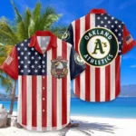 Athletics Hawaiian Shirt 250 Years of Freedom Anniversary 1776-2026 USA Flag Premium Crinkle Textured