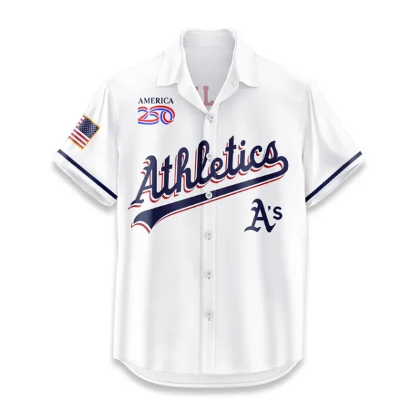 Athletics Hawaiian Shirt 2026 Limited Edition America’s 250th Anniversary USA Flag Premium Crinkle Textured