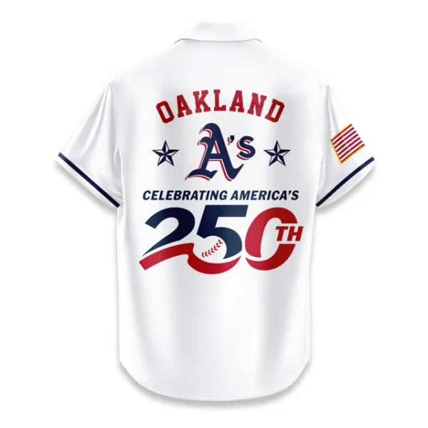 Athletics Hawaiian Shirt 2026 Limited Edition America’s 250th Anniversary USA Flag Premium Crinkle Textured