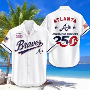 Atlanta Braves Hawaiian Shirt 2026 Limited Edition America’s 250th Anniversary USA Flag Premium Crinkle Textured