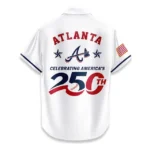 Atlanta Braves Hawaiian Shirt 2026 Limited Edition America’s 250th Anniversary USA Flag Premium Crinkle Textured