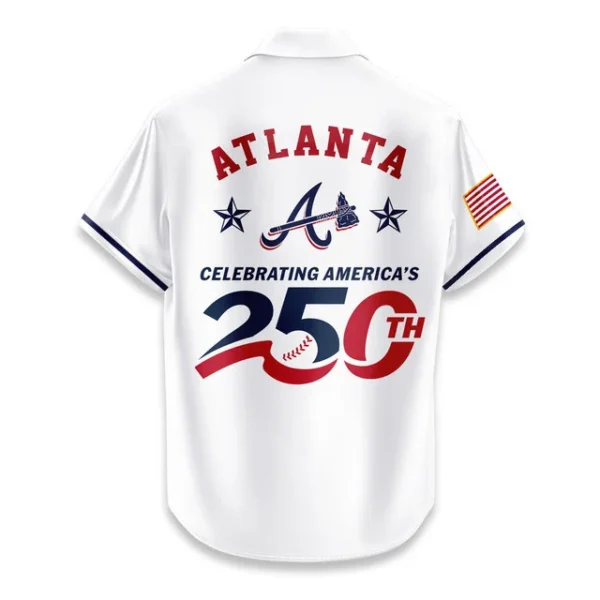 Atlanta Braves Hawaiian Shirt 2026 Limited Edition America’s 250th Anniversary USA Flag Premium Crinkle Textured