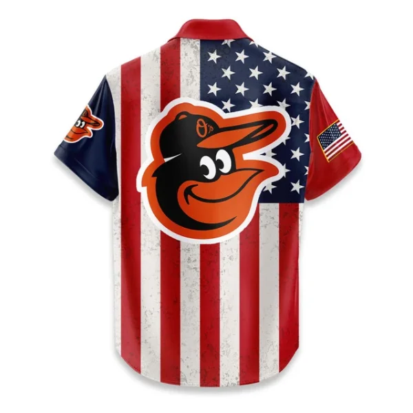 Baltimore Orioles Hawaiian Shirt 250 Years of Freedom Anniversary 1776-2026 USA Flag Premium Crinkle Textured