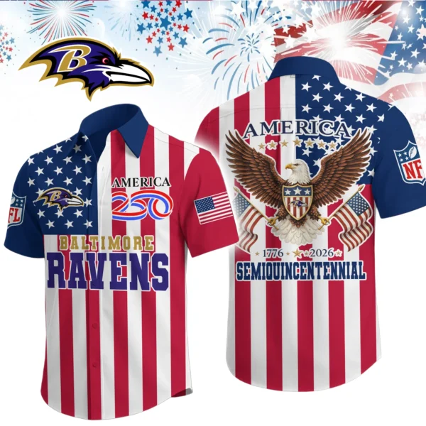 Baltimore Ravens Hawaiian Shirt 2026 Premium Crinkle Textured x Liberty Eagle Patriotic Limited Edition