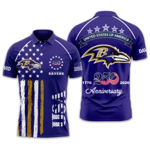 Baltimore Ravens Polo Shirt x America’s 250th Anniversary 2026 Limited Customize Name