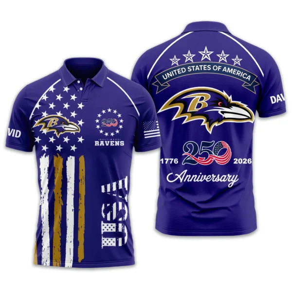 Baltimore Ravens Polo Shirt x America’s 250th Anniversary 2026 Limited Customize Name