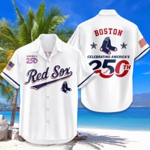 Boston Red Sox Hawaiian Shirt 2026 Limited Edition America’s 250th Anniversary USA Flag Premium Crinkle Textured