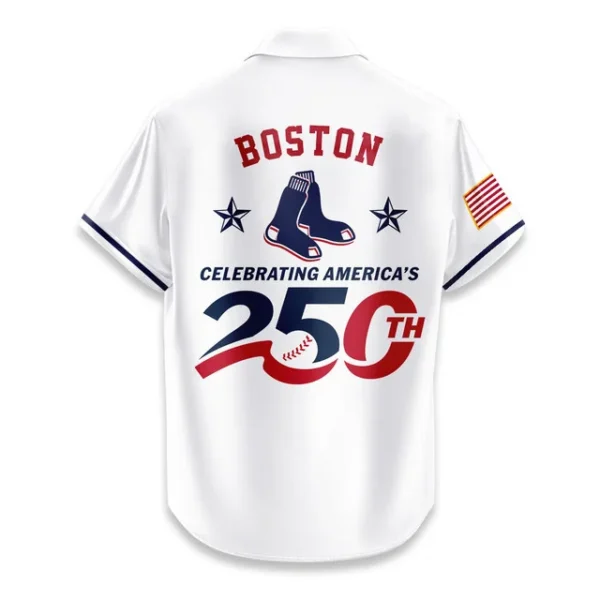 Boston Red Sox Hawaiian Shirt 2026 Limited Edition America’s 250th Anniversary USA Flag Premium Crinkle Textured