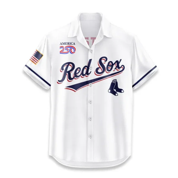 Boston Red Sox Hawaiian Shirt 2026 Limited Edition America’s 250th Anniversary USA Flag Premium Crinkle Textured