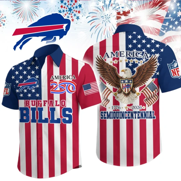 Buffalo Bills Hawaiian Shirt 2026 Premium Crinkle Textured x Liberty Eagle Patriotic Limited Edition