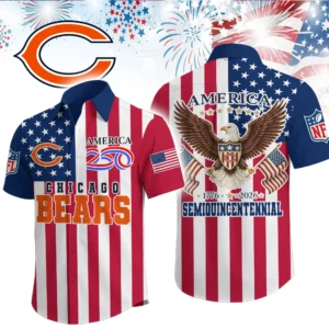 Chicago Bears Hawaiian Shirt 2026 Premium Crinkle Textured x Liberty Eagle Patriotic Limited Edition