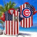 Chicago Cubs Hawaiian Shirt 250 Years of Freedom Anniversary 1776-2026 USA Flag Premium Crinkle Textured