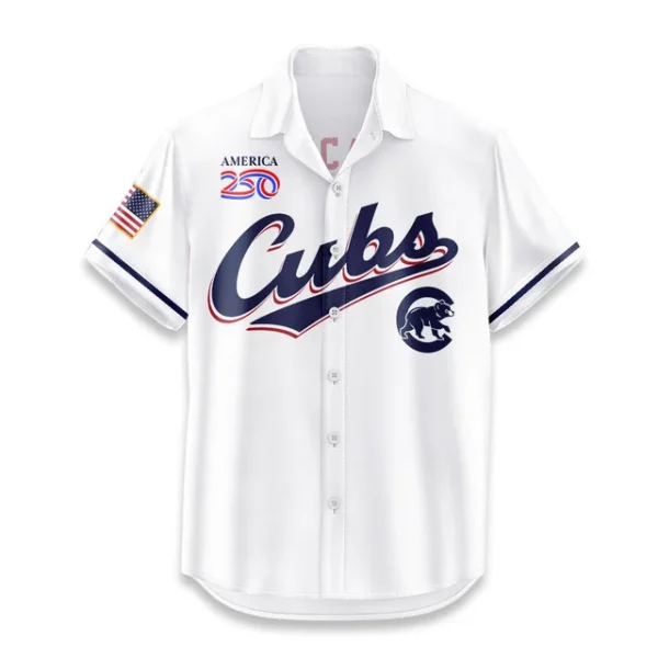 Chicago Cubs Hawaiian Shirt 2026 Limited Edition America’s 250th Anniversary USA Flag Premium Crinkle Textured