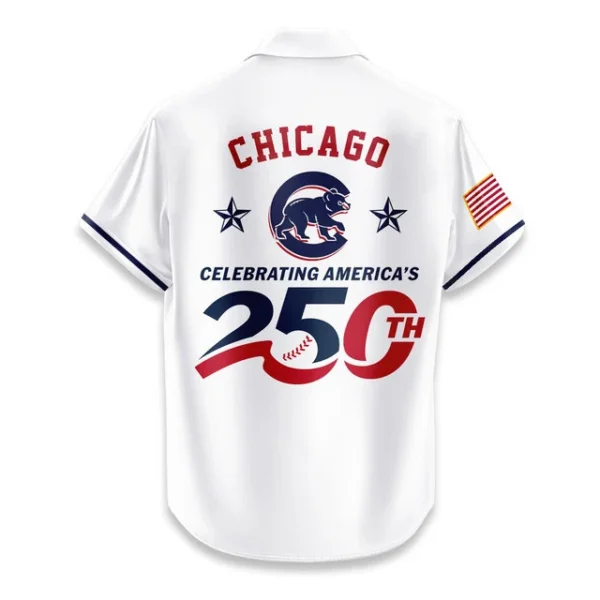 Chicago Cubs Hawaiian Shirt 2026 Limited Edition America’s 250th Anniversary USA Flag Premium Crinkle Textured