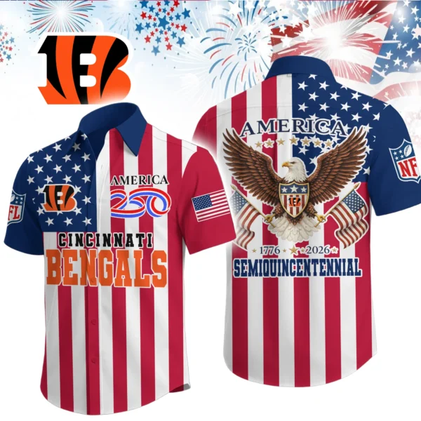 Cincinnati Bengals Hawaiian Shirt 2026 Premium Crinkle Textured x Liberty Eagle Patriotic Limited Edition