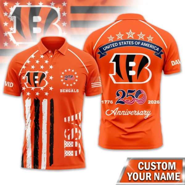 Cincinnati Bengals Polo Shirt x America’s 250th Anniversary 2026 Limited Customize Name