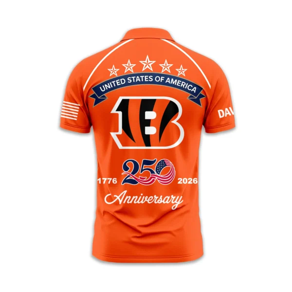 Cincinnati Bengals Polo Shirt x America’s 250th Anniversary 2026 Limited Customize Name