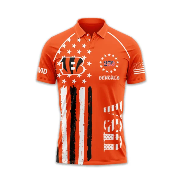 Cincinnati Bengals Polo Shirt x America’s 250th Anniversary 2026 Limited Customize Name