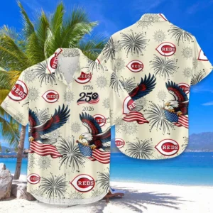 Cincinnati Reds Hawaiian Shirt 2026 Limited Premium Crinkle Textured x 250th Birthday Freedom Anniversary