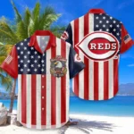 Cincinnati Reds Hawaiian Shirt 250 Years of Freedom Anniversary 1776-2026 USA Flag Premium Crinkle Textured