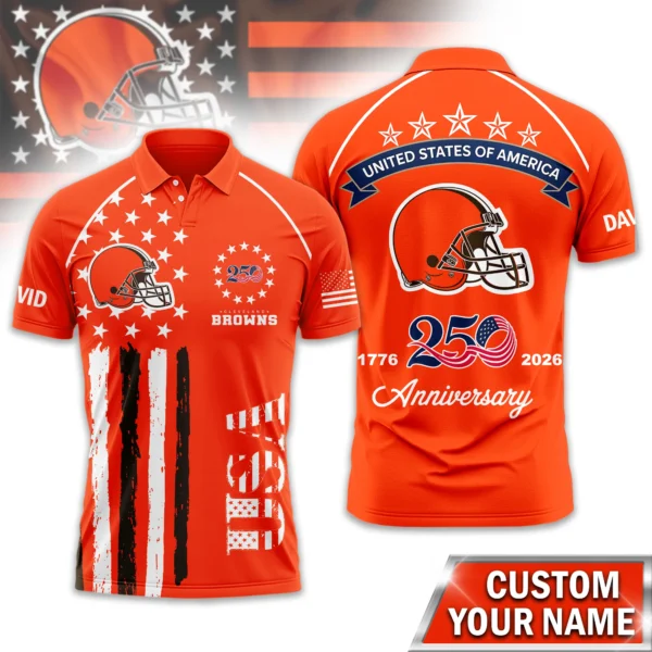 Cleveland Browns Polo Shirt x America’s 250th Anniversary 2026 Limited Customize Name