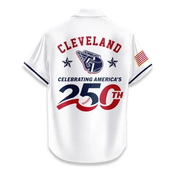 Cleveland Guardians Hawaiian Shirt 2026 Limited Edition America’s 250th Anniversary USA Flag Premium Crinkle Textured