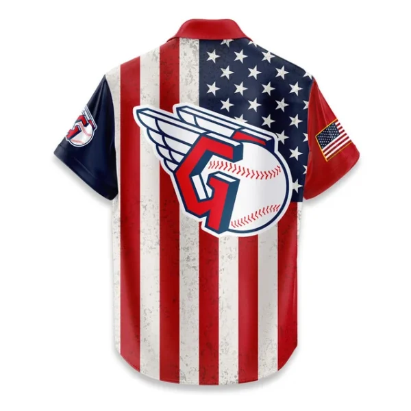 Cleveland Guardians Hawaiian Shirt 250 Years of Freedom Anniversary 1776-2026 USA Flag Premium Crinkle Textured