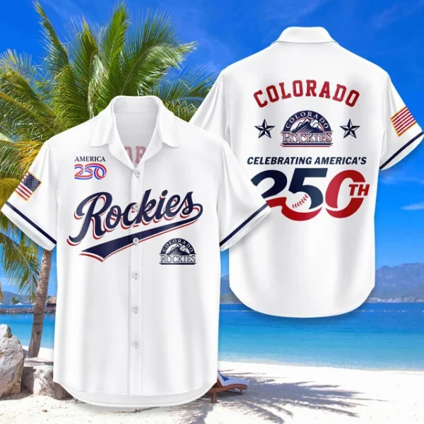 Colorado Rockies Hawaiian Shirt 2026 Limited Edition America’s 250th Anniversary USA Flag Premium Crinkle Textured