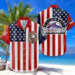 Colorado Rockies Hawaiian Shirt 250 Years of Freedom Anniversary 1776-2026 USA Flag Premium Crinkle Textured