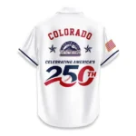 Colorado Rockies Hawaiian Shirt 2026 Limited Edition America’s 250th Anniversary USA Flag Premium Crinkle Textured
