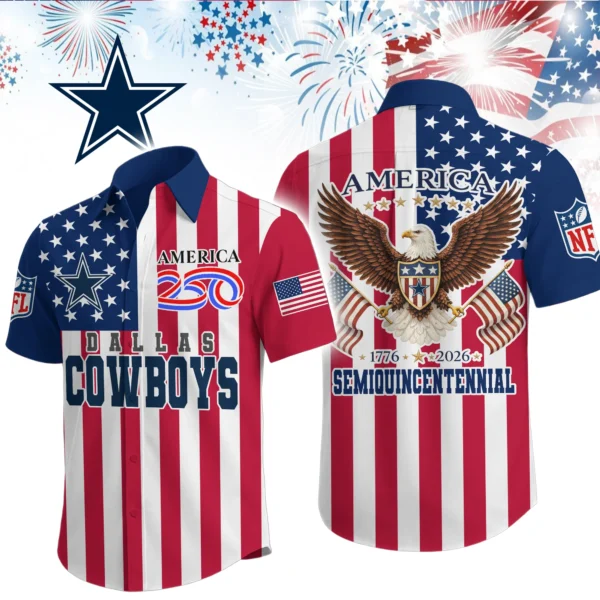 Dallas Cowboys Hawaiian Shirt 2026 Premium Crinkle Textured x Liberty Eagle Patriotic Limited Edition