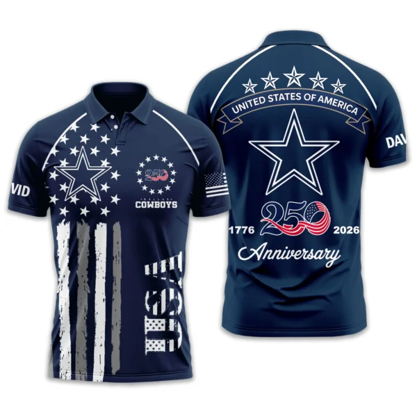 Dallas Cowboys Polo Shirt x America’s 250th Anniversary 2026 Limited Customize Name
