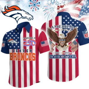 Denver Broncos Hawaiian Shirt 2026 Premium Crinkle Textured x Liberty Eagle Patriotic Limited Edition