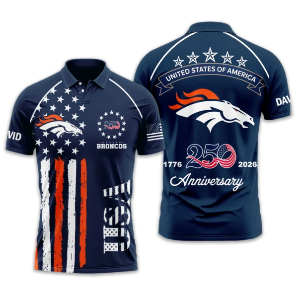 Denver Broncos Polo Shirt x America’s 250th Anniversary 2026 Limited Customize Name
