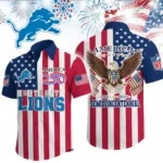 Detroit Lions Hawaiian Shirt 2026 Premium Crinkle Textured x Liberty Eagle Patriotic Limited Edition