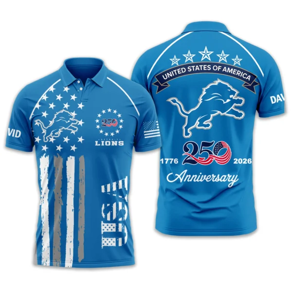 Detroit Lions Polo Shirt x America’s 250th Anniversary 2026 Limited Customize Name