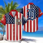 Detroit Tigers Hawaiian Shirt 250 Years of Freedom Anniversary 1776-2026 USA Flag Premium Crinkle Textured