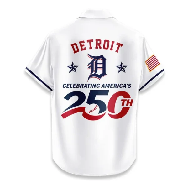 Detroit Tigers Hawaiian Shirt 2026 Limited Edition America’s 250th Anniversary USA Flag Premium Crinkle Textured
