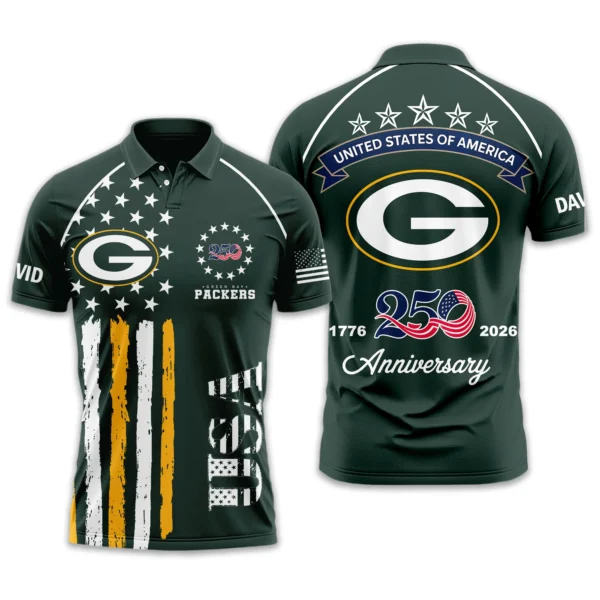 Green Bay Packers Polo Shirt x America’s 250th Anniversary 2026 Limited Customize Name