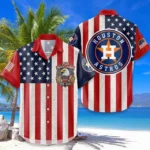 Houston Astros Hawaiian Shirt 250 Years of Freedom Anniversary 1776-2026 USA Flag Premium Crinkle Textured
