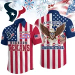 Houston Texans Hawaiian Shirt 2026 Premium Crinkle Textured x Liberty Eagle Patriotic Limited Edition