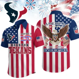 Houston Texans Hawaiian Shirt 2026 Premium Crinkle Textured x Liberty Eagle Patriotic Limited Edition