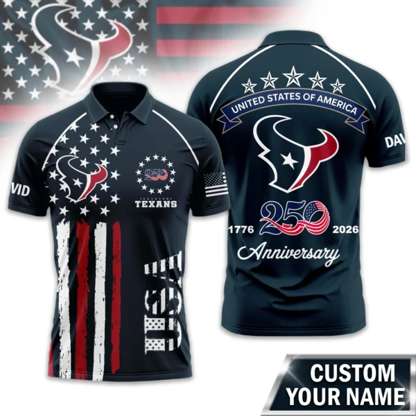 Houston Texans Polo Shirt x America’s 250th Anniversary 2026 Limited Customize Name