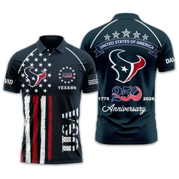 Houston Texans Polo Shirt x America’s 250th Anniversary 2026 Limited Customize Name