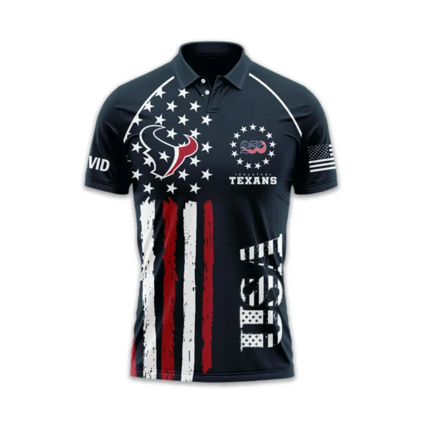 Houston Texans Polo Shirt x America’s 250th Anniversary 2026 Limited Customize Name