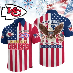 Kansas City Chiefs Hawaiian Shirt 2026 Premium Crinkle Textured x Liberty Eagle Patriotic Limited Edition