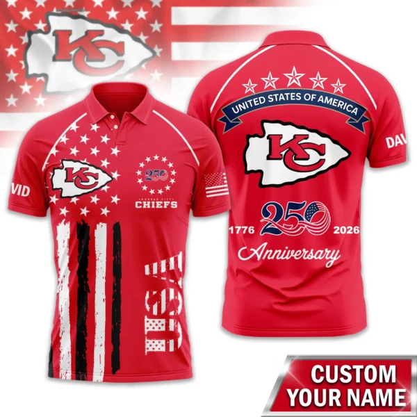 Kansas City Chiefs Polo Shirt x America’s 250th Anniversary 2026 Limited Customize Name