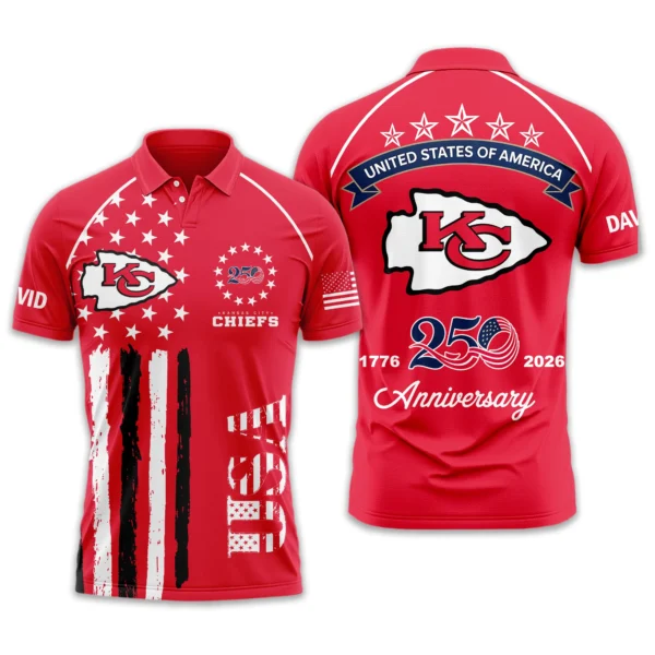 Kansas City Chiefs Polo Shirt x America’s 250th Anniversary 2026 Limited Customize Name